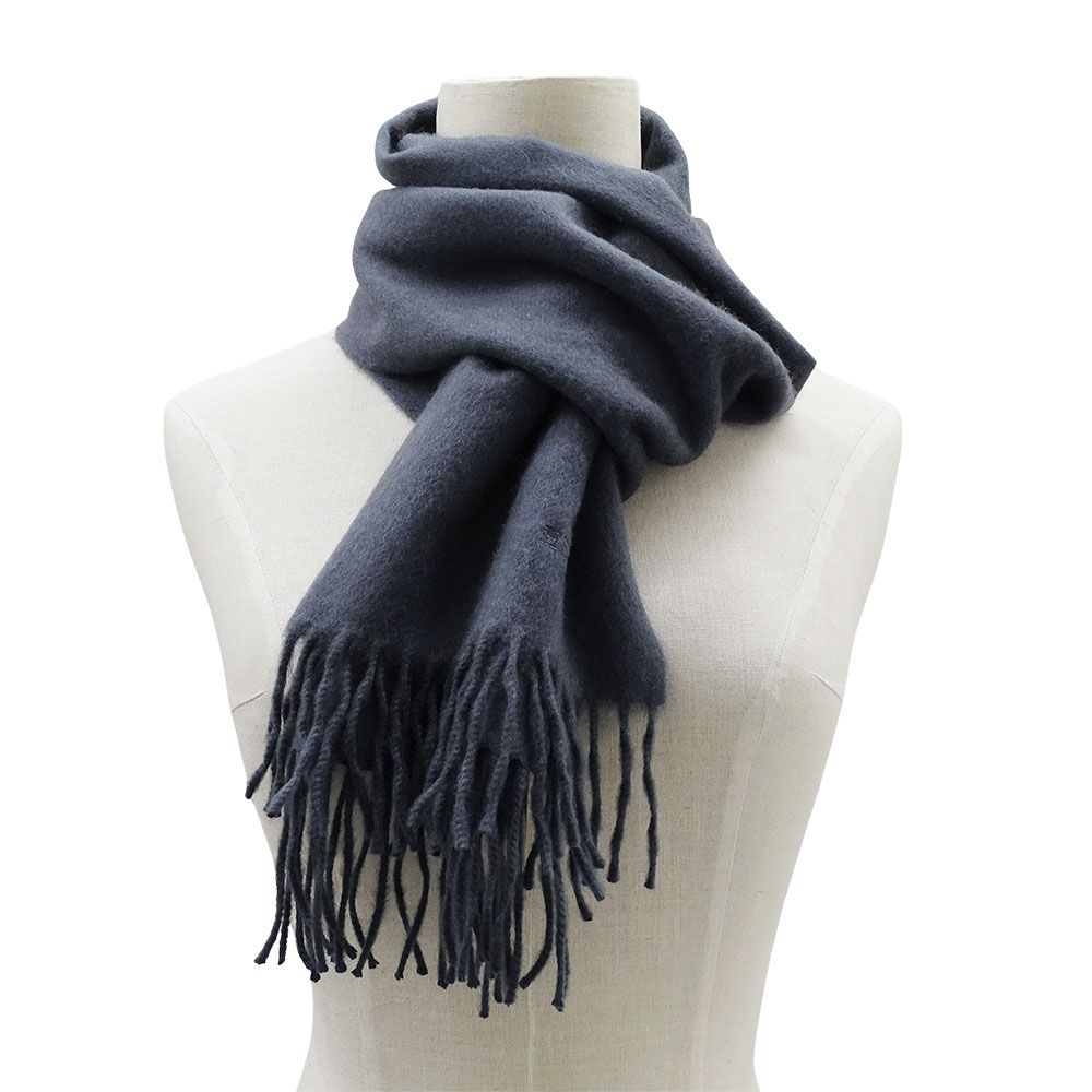 Hermes Muffler Shawl Cashmere Charcoal Cold Protection Scarf — view 5
