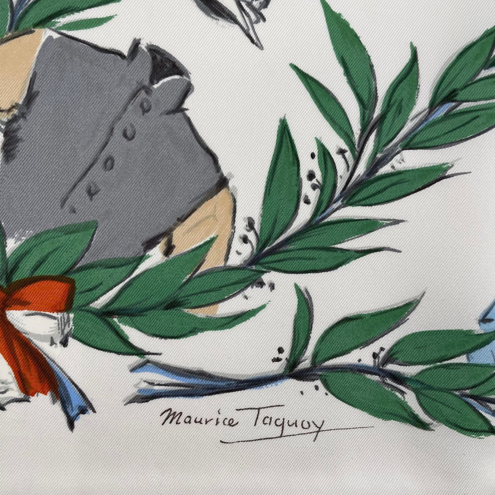 Hermes Carre 90 Scarf Silk Chantilly Racecourse White Box — view 9