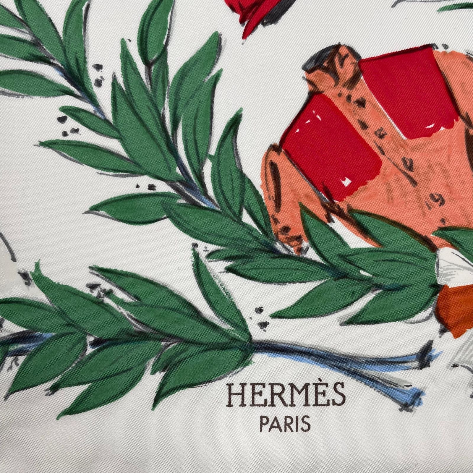 Hermes Carre 90 Scarf Silk Chantilly Racecourse White Box — view 8