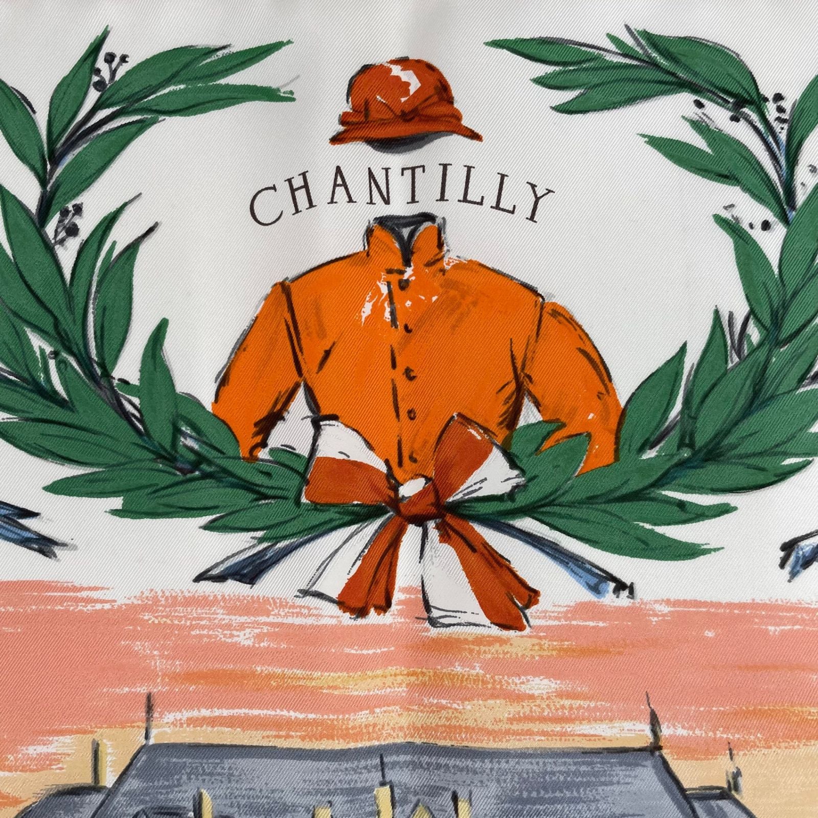 Hermes Carre 90 Scarf Silk Chantilly Racecourse White Box — view 7