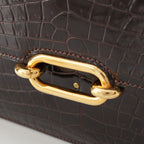 Hermes Fonzbell Croco Gold Shoulder Bag Brown — view 8