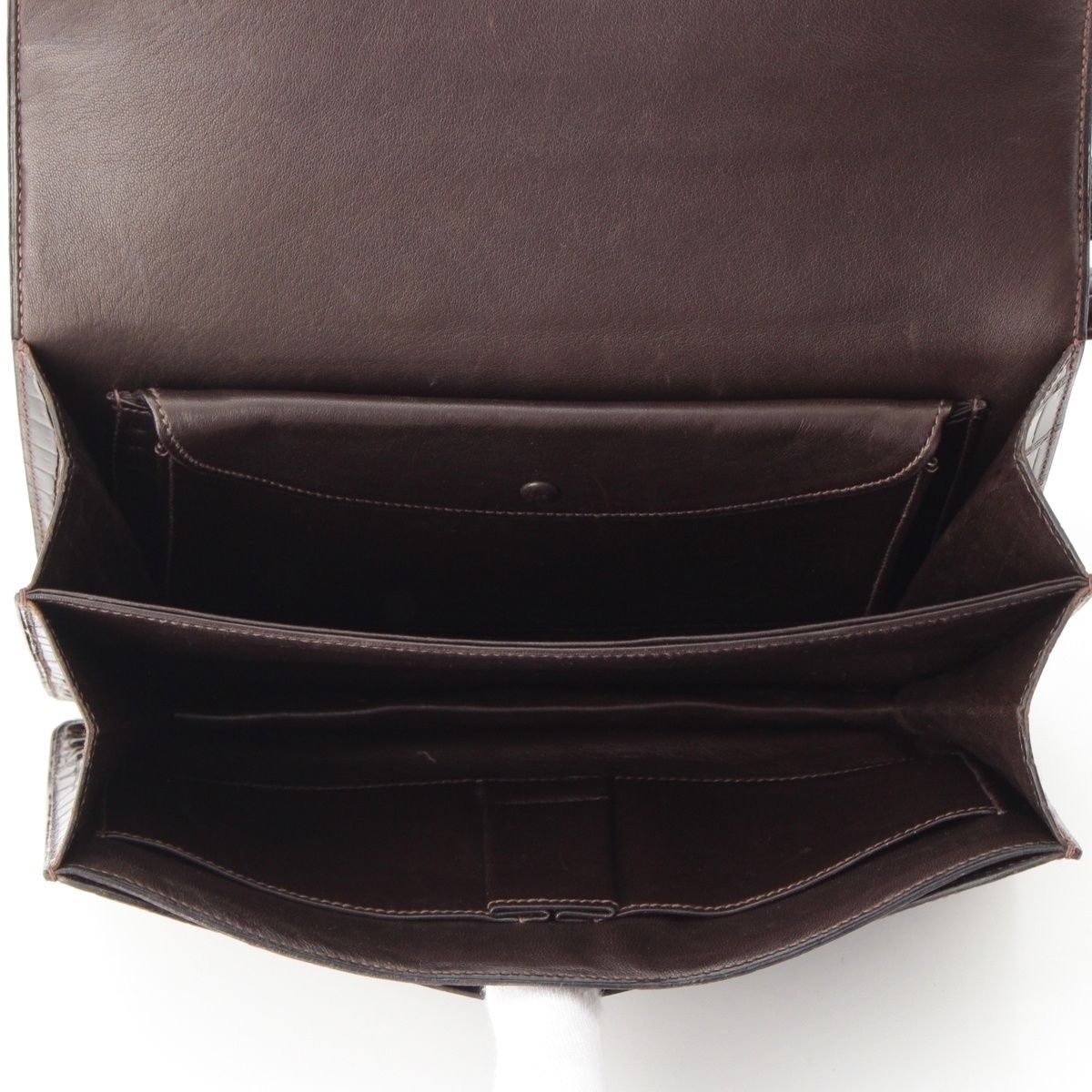Hermes Fonzbell Croco Gold Shoulder Bag Brown — view 6