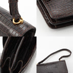 Hermes Fonzbell Croco Gold Shoulder Bag Brown — view 9