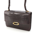 Hermes Fonzbell Croco Gold Shoulder Bag Brown — view 2