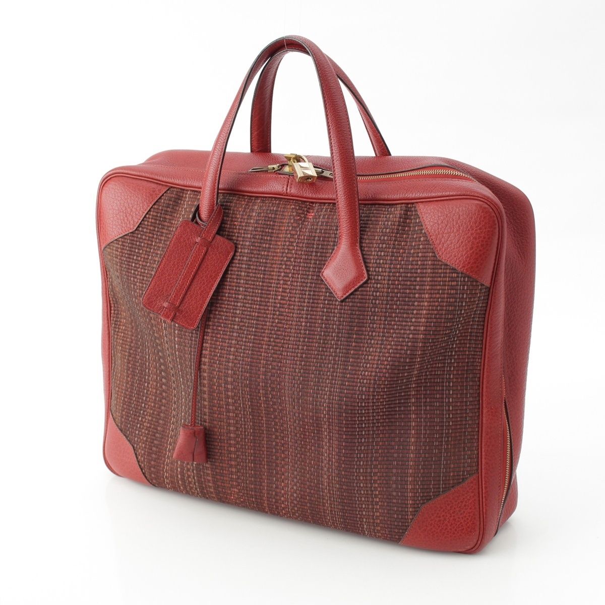Hermes Victoria 45 Crinoline Buffalo Boston Bag Rouge Ash — view 2