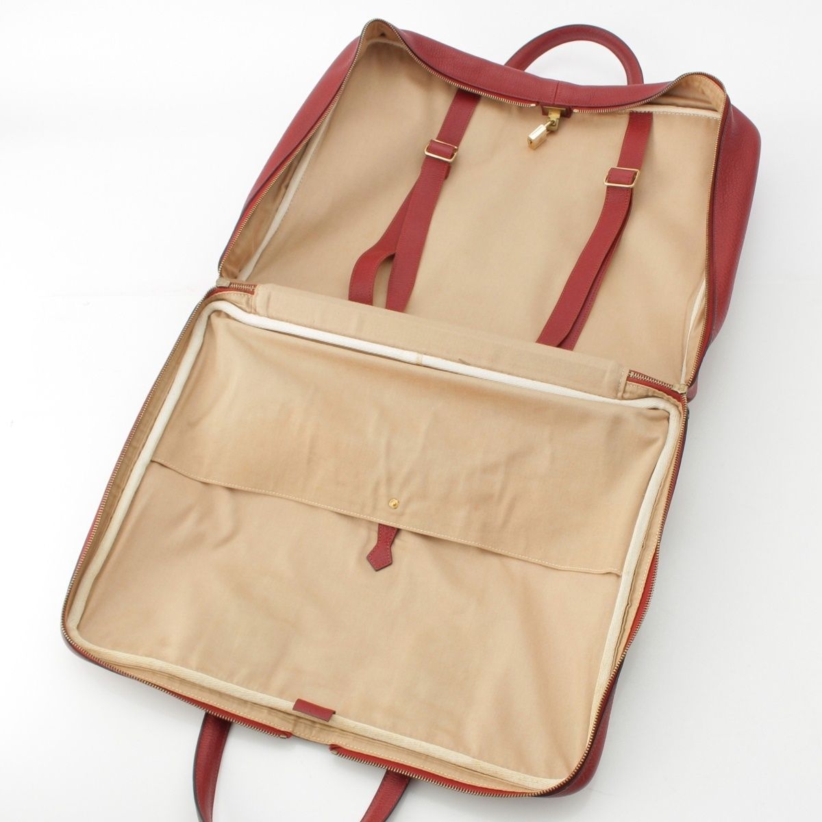 Hermes Victoria 45 Crinoline Buffalo Boston Bag Rouge Ash — view 6