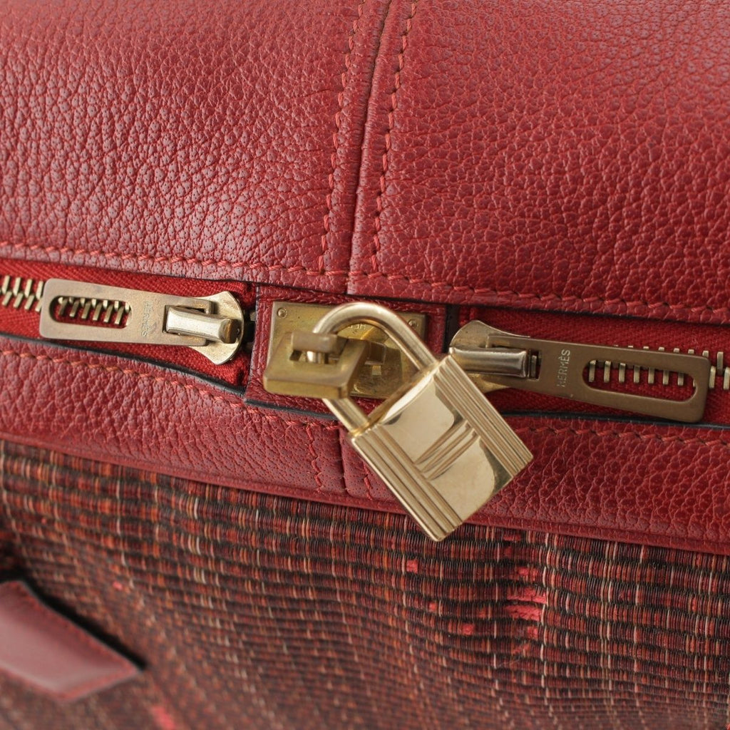 Hermes Victoria 45 Crinoline Buffalo Boston Bag Rouge Ash — view 7