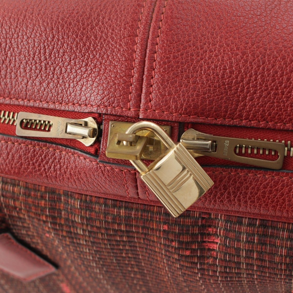 Hermes Victoria 45 Crinoline Buffalo Boston Bag Rouge Ash — view 7