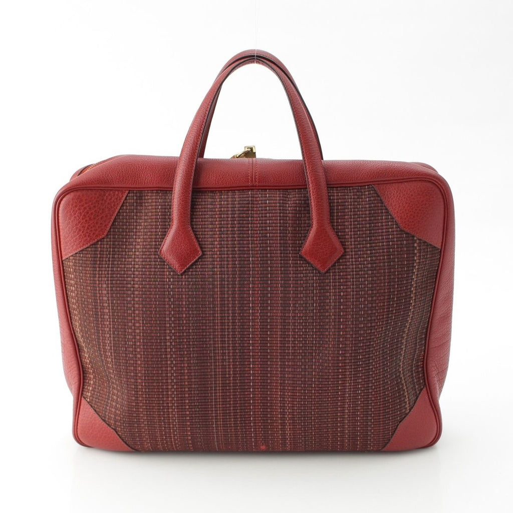 Hermes Victoria 45 Crinoline Buffalo Boston Bag Rouge Ash — view 4