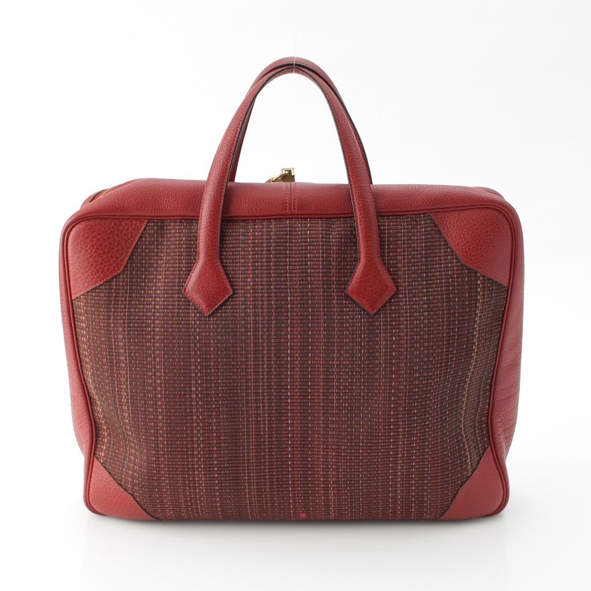 Hermes Victoria 45 Crinoline Buffalo Boston Bag Rouge Ash — view 4