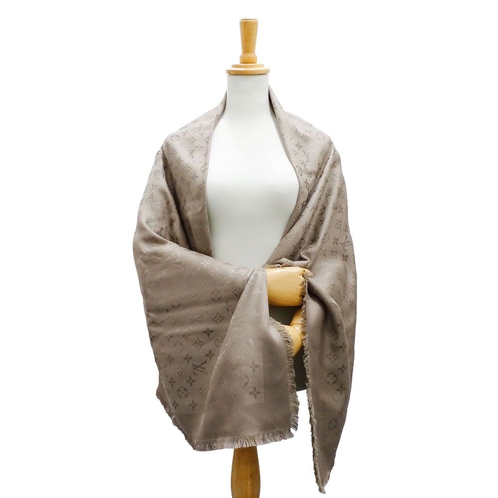 Louis Vuitton Muffler Shawl Silk Wool Monogram Verone Scarf — view 5