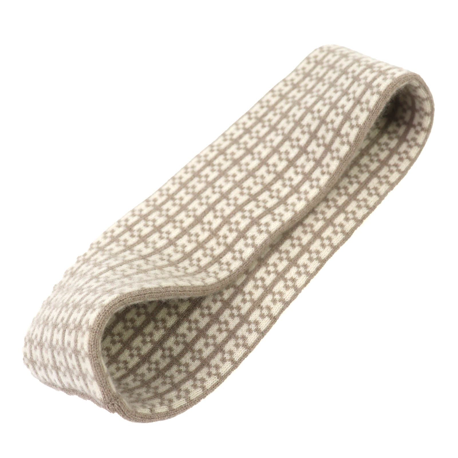 Hermes Giovanna 100% Cashmere Etoupe Ecru Logo Knit Headband Hair — view 6