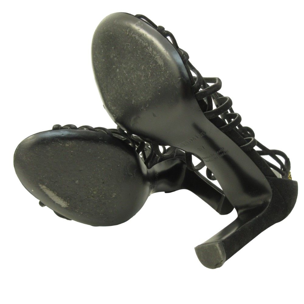 Hermes Sandals Shoes High Heels Suede 37 Black — view 7