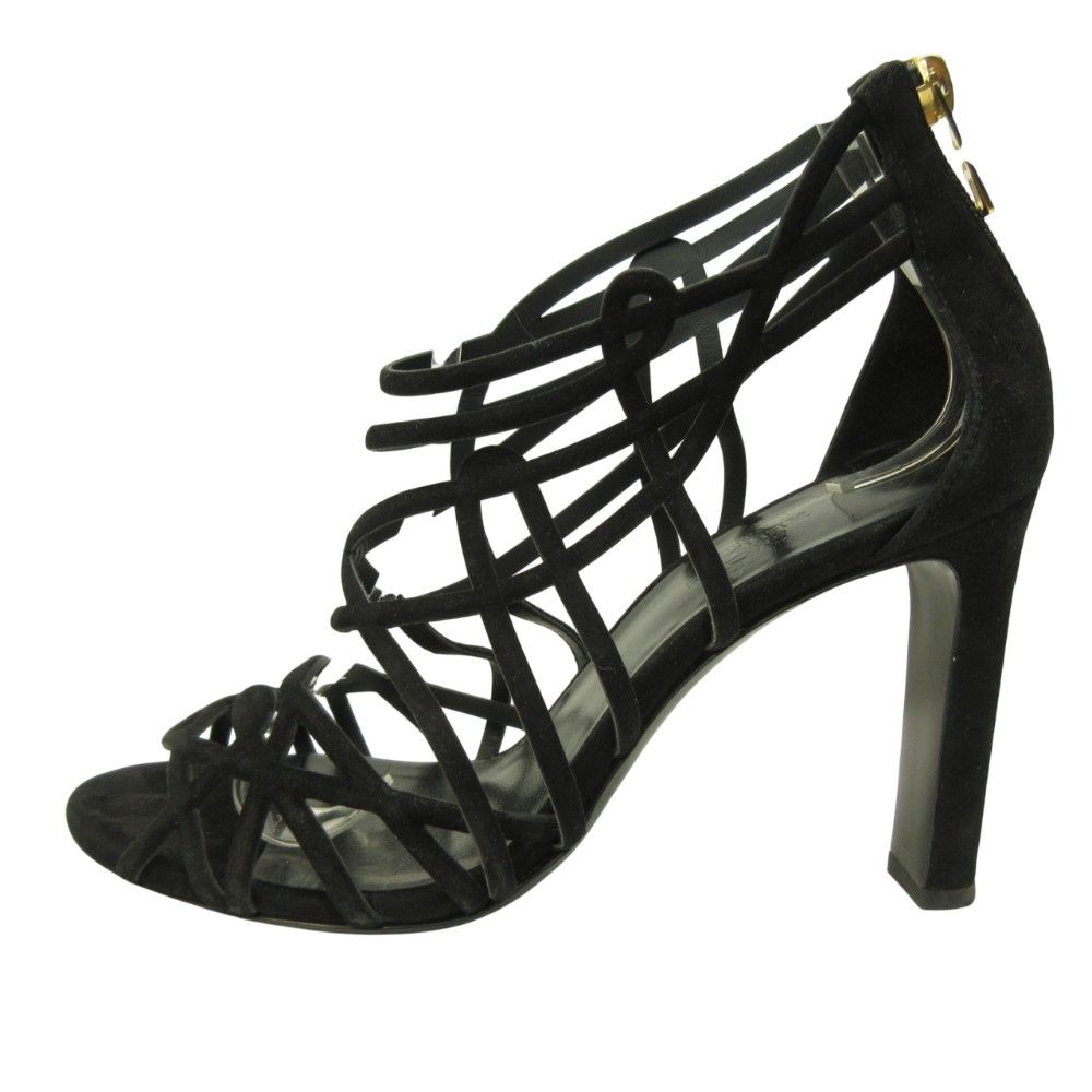 Hermes Sandals Shoes High Heels Suede 37 Black — view 2