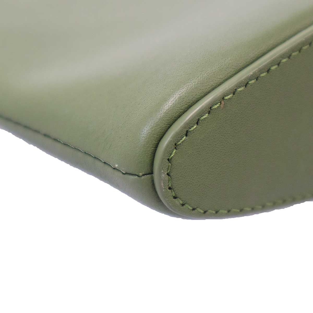 Loewe Leather Clutch Pouch Khaki — view 8