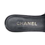Chanel CC Logo Tweed Mule Sandals Black Silver 38 — view 5