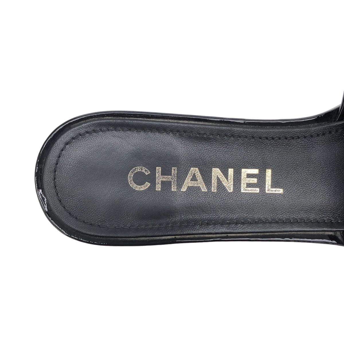 Chanel CC Logo Tweed Mule Sandals Black Silver 38 — view 5