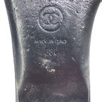 Chanel CC Logo Tweed Mule Sandals Black Silver 38 — view 6