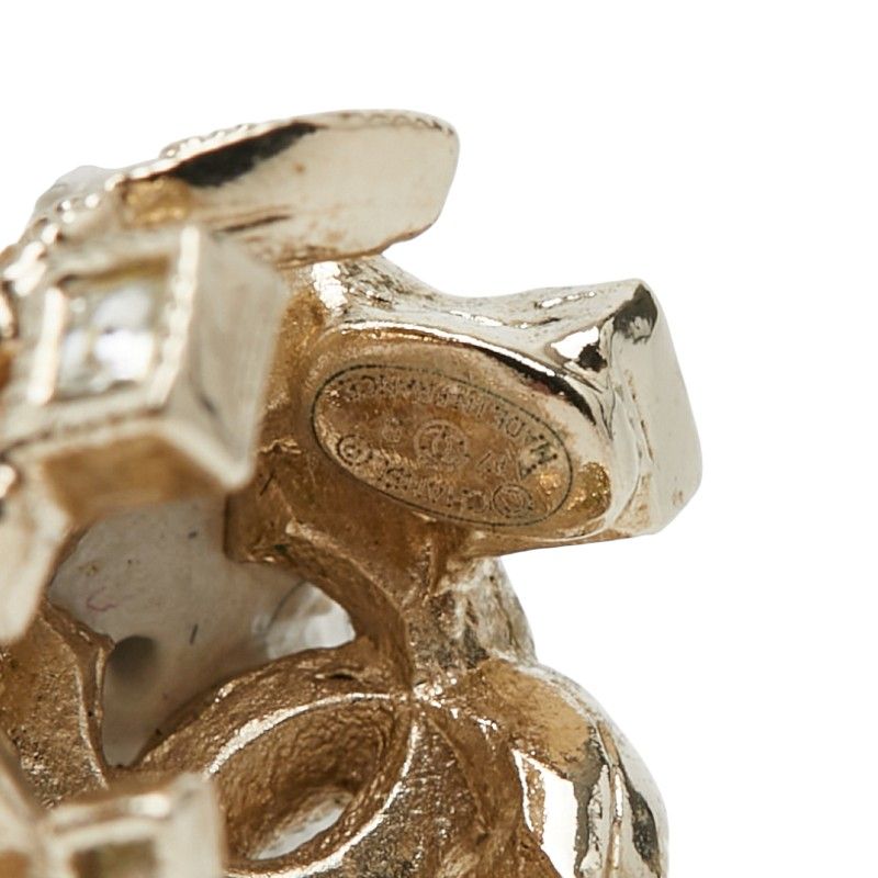 Chanel CC Logo Earrings One Side Only Gold Plated Rhinestone — view 6