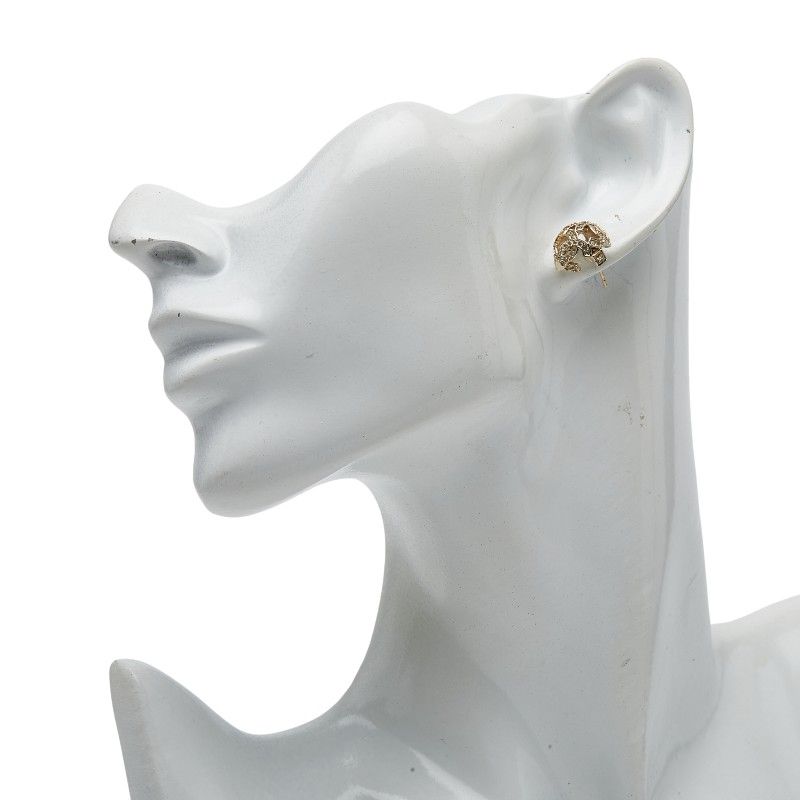 Chanel CC Logo Earrings One Side Only Gold Plated Rhinestone — view 7