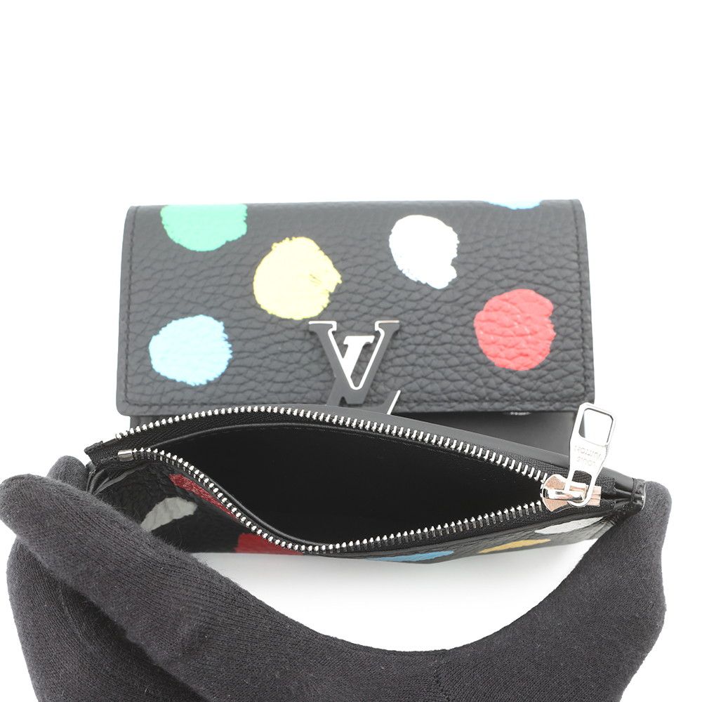 Louis Vuitton Trifold Wallet Taurillon Leather Painted Dots LV Yk Noir Black Multicolor — view 6