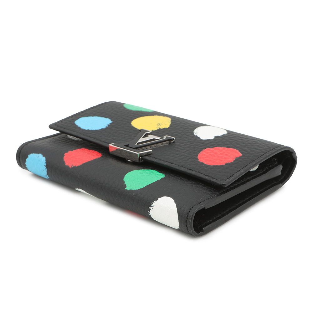 Louis Vuitton Trifold Wallet Taurillon Leather Painted Dots LV Yk Noir Black Multicolor — view 2