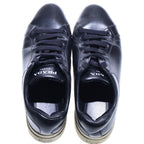 Prada Logo Print Leather Lace Up Sneakers Black — view 4