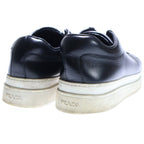 Prada Logo Print Leather Lace Up Sneakers Black — view 3