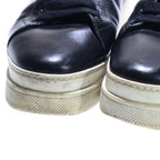 Prada Logo Print Leather Lace Up Sneakers Black — view 6