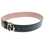 Gucci Interlocking Logo Buckle Reversible Leather Belt Gold Pink — view 2