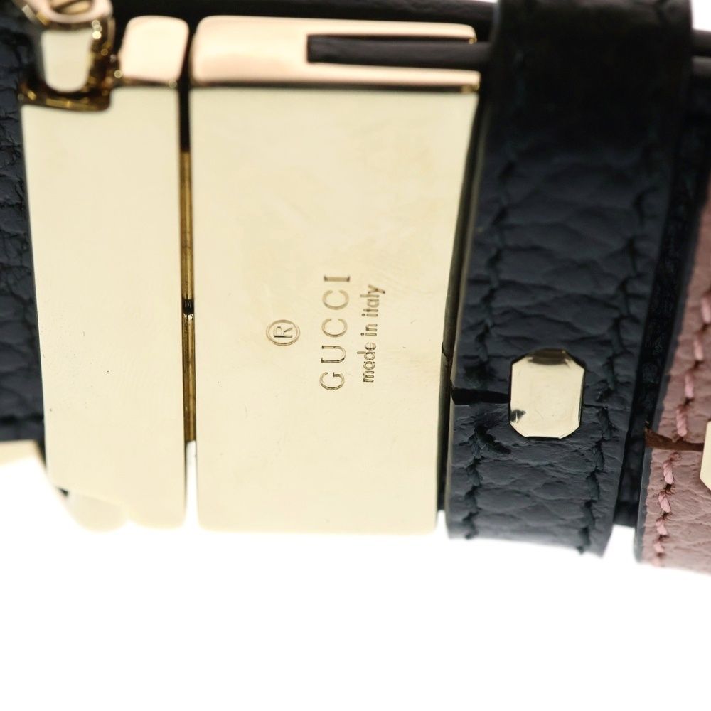 Gucci Interlocking Logo Buckle Reversible Leather Belt Gold Pink — view 6