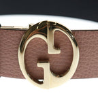 Gucci Interlocking Logo Buckle Reversible Leather Belt Gold Pink — view 5