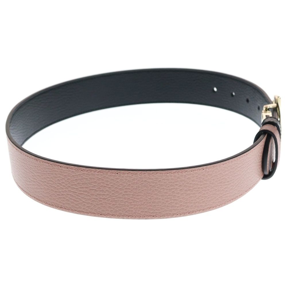 Gucci Interlocking Logo Buckle Reversible Leather Belt Gold Pink — view 4
