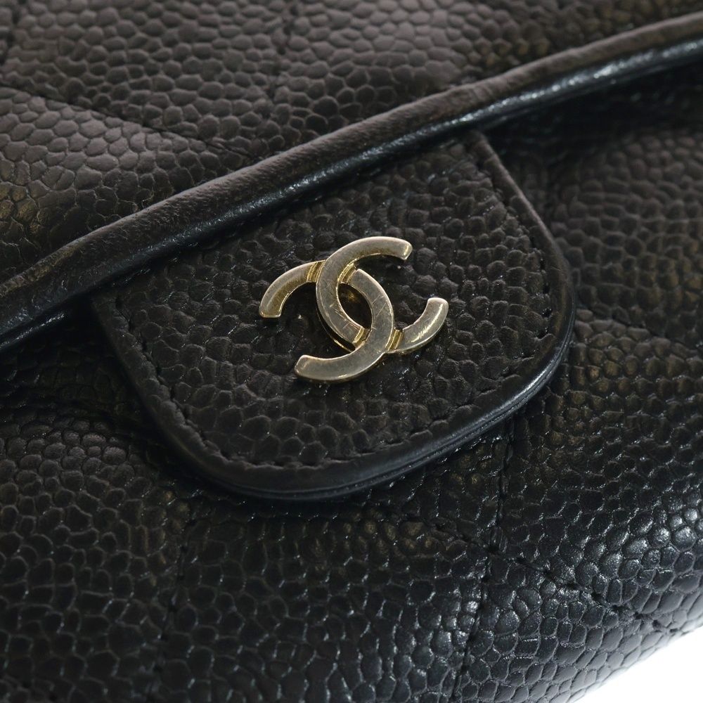 Chanel Quilted Trifold Wallet Long Caviar Leather Black Gold — view 4