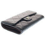 Chanel Quilted Trifold Wallet Long Caviar Leather Black Gold — view 6