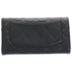 Chanel Quilted Trifold Wallet Long Caviar Leather Black Gold — view 2