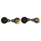 Hermes Fete Voges Earrings Playing Card Motif Buffalo Horn Metal Black — view 4