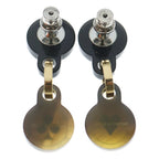 Hermes Fete Voges Earrings Playing Card Motif Buffalo Horn Metal Black — view 2
