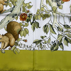 Hermes Carre 90 Scarf AU Coeur Des Bois in the Forest 100% Silk Green — view 7