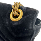 Gucci Shoulder Bag Leather Velour GG Marmont Black Chain — view 7