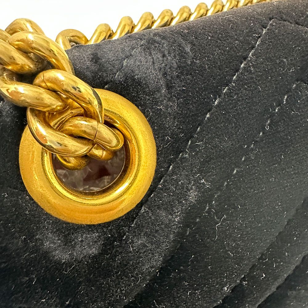 Gucci Shoulder Bag Leather Velour GG Marmont Black Chain — view 8
