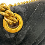 Gucci Shoulder Bag Leather Velour GG Marmont Black Chain — view 8
