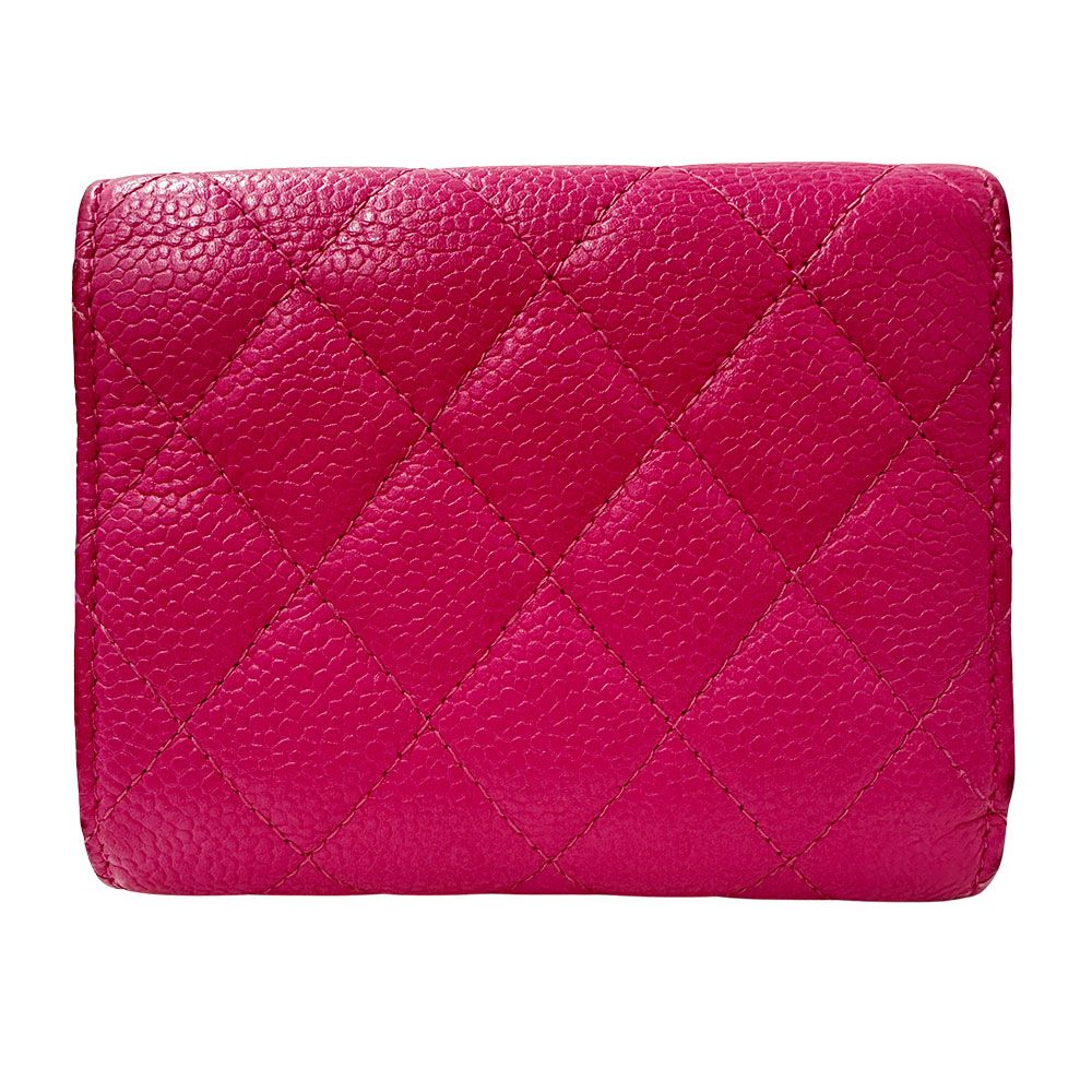 Chanel Wallet Trifold Quilted Caviar Leather Pink Silver Har — view 2
