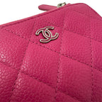 Chanel Wallet Trifold Quilted Caviar Leather Pink Silver Har — view 5