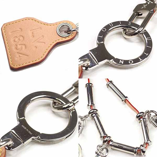 Louis Vuitton Collier Survival Necklace Charm Metal Leather Orange Silver Hardwa — view 4