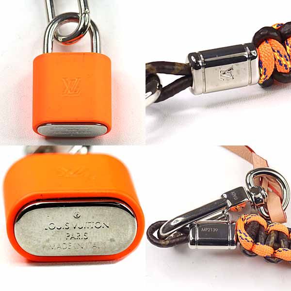 Louis Vuitton Collier Survival Necklace Charm Metal Leather Orange Silver Hardwa — view 5