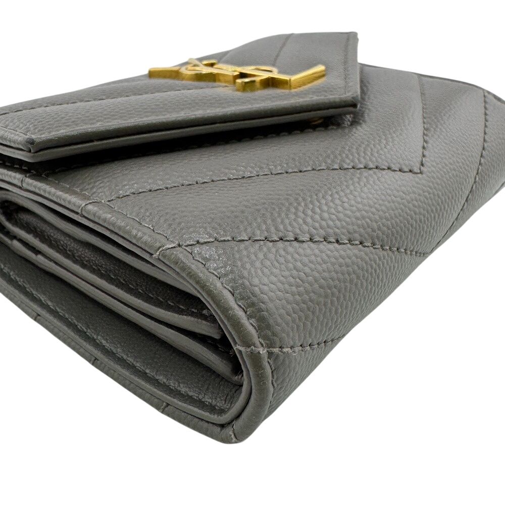 Saint Laurent Stitch Trifold Wallet Gray — view 5