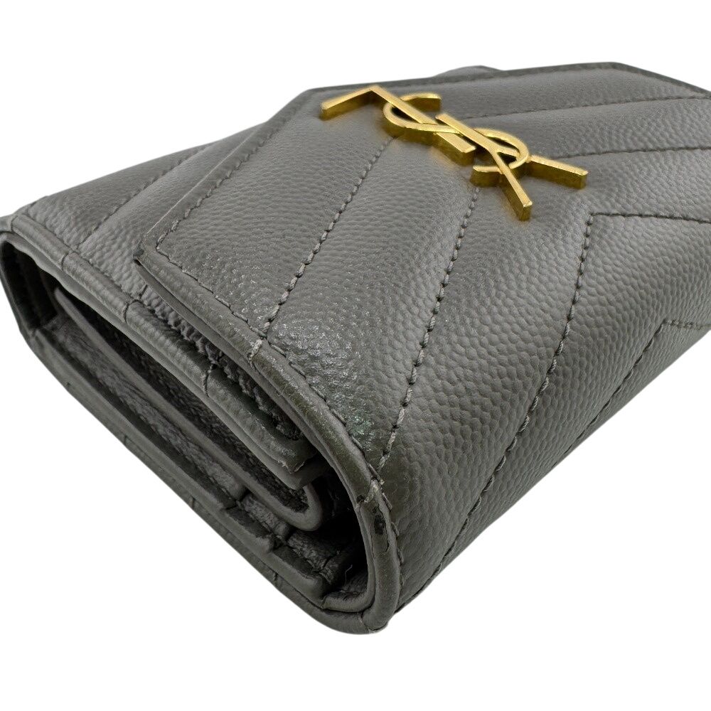 Saint Laurent Stitch Trifold Wallet Gray — view 3