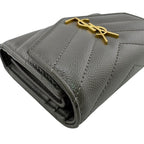 Saint Laurent Stitch Trifold Wallet Gray — view 3