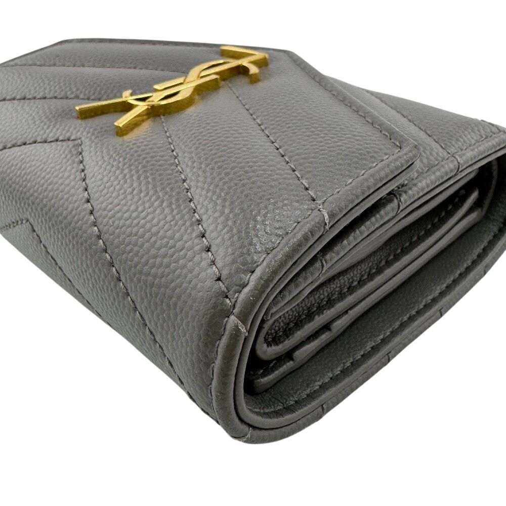 Saint Laurent Stitch Trifold Wallet Gray — view 6